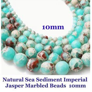 Natural Sediment Imperial Jasper Marbled Beads 15" Strand 10mm